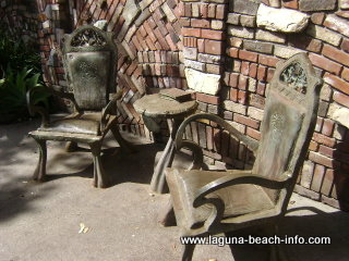 Brown's Park table chairs & book sculpture art, Laguna Beach Parks