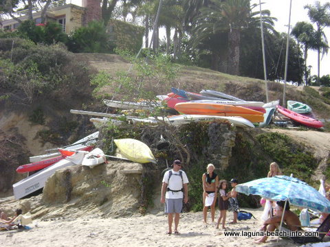 Kayaks at Fishermans Cove, Laguna Beach, California