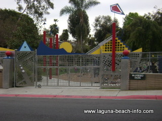 Colorful entrance gate at Bluebird Park, Laguna Beach Parks